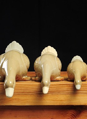 陶瓷鸭子摆件吸水鸭创意家居饰品装饰工艺品花园庭U院水景鱼池造