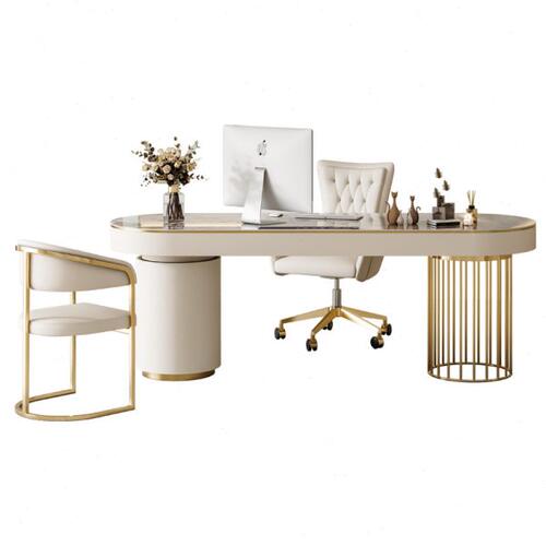 轻奢岩板书桌老板办公电脑桌书房写字台简约美容医美咨询接待桌椅 - 图3