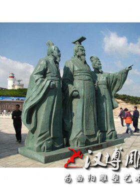 玻璃钢仿铜范蠡人物雕塑园林铸铜古代名人写字场景雕塑铜雕名人像