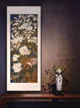 新中式餐馆走廊过道背景墙装饰画酒店餐厅玉堂富贵玄关挂画中古风