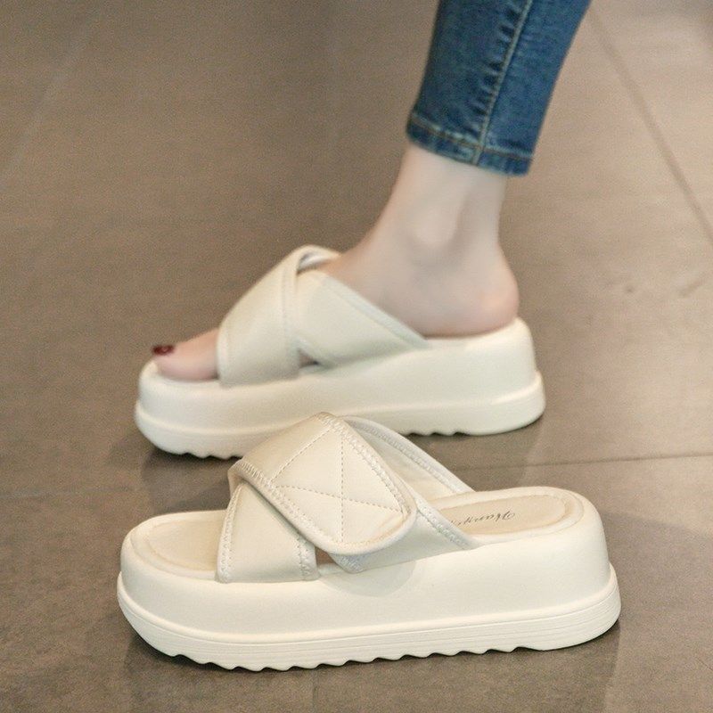 拖鞋女夏季外穿2024新款高跟松糕增高女士凉鞋厚底休闲沙滩凉拖鞋,淘宝优惠券,粉丝福利购,淘宝优惠卷