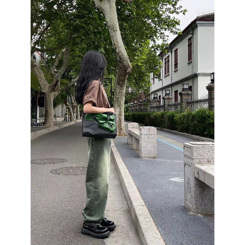 特大码胖mm直筒绿色牛仔裤女梨型身材遮肉遮胯宽松高腰显瘦女裤子,淘宝优惠券,粉丝福利购,淘宝优惠卷