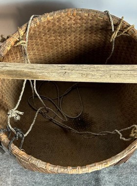 民俗老物件e七八十老物件竹筐扁担箩筐挑子手工民间工艺品装饰摆