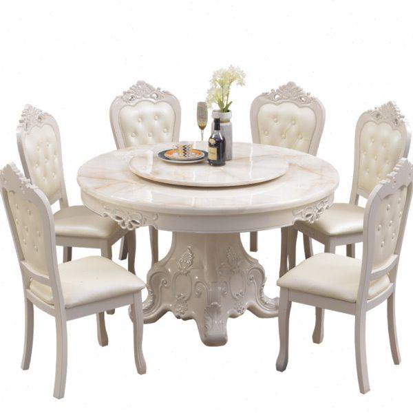 餐厅欧式餐桌椅组合大理石实木圆桌带转盘10人饭桌圆形家用小户型,淘宝优惠券,粉丝福利购,淘宝优惠卷