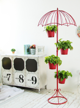 雨伞花架铁艺花园阳台庭院落地花店绿萝客厅吊兰组合户外庭院创意