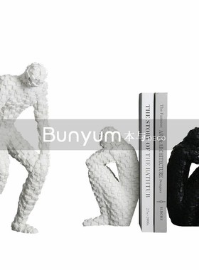 北欧轻奢人物极简家居客厅书桌书挡博古架样板R房间软装饰品摆件