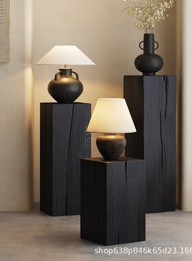 实木根雕木墩凳子日式侘寂风碳化原木树桩创意民宿复古花架