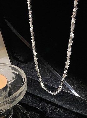 碎银小石子项链女小众设计感高级毛衣链2023年新款潮酷锁骨链
