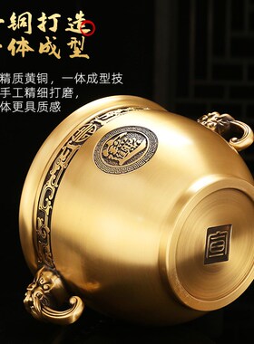 铜象鼻缸黄铜米缸聚宝盆家居摆件客厅玄关酒柜装饰品文昌位摆设