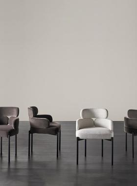 高弹棉轻奢布艺餐椅现代简约家用靠背椅子单人椅休闲洽谈椅化妆椅