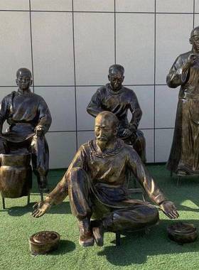 玻璃钢仿铜人物雕塑民风民俗公园步行街铸铜雕塑渔文化主题摆件