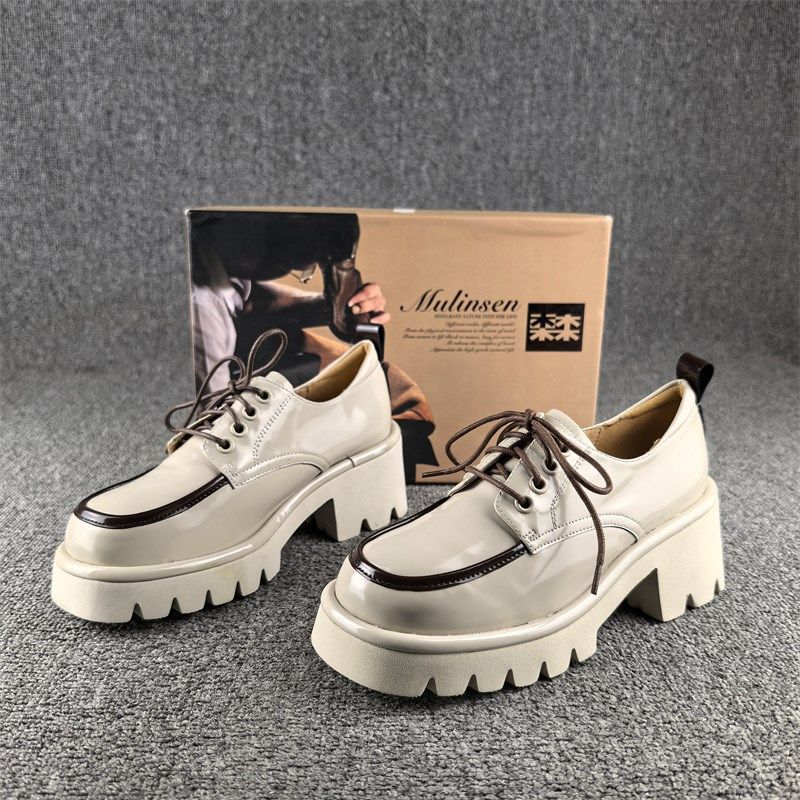 正品撤柜开边珠牛皮深口单鞋女春秋新款圆头中跟系带真皮休闲女鞋,淘宝优惠券,粉丝福利购,淘宝优惠卷