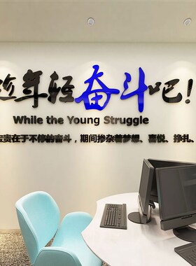 趁年轻励志墙贴 亚克力立体3D办公室贴激励墙贴 企业文化装饰贴