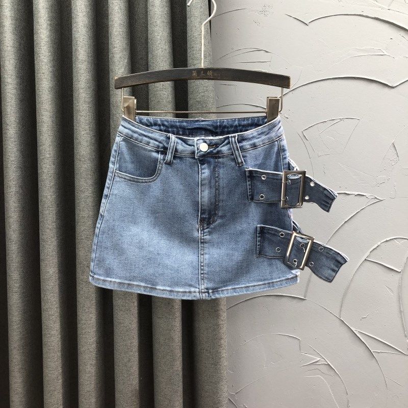 黑灰色个性高腰牛仔短裙女2025年夏季时尚洋气辣妹A字弹力半身裙,淘宝优惠券,粉丝福利购,淘宝优惠卷