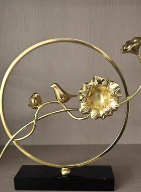 纯铜银杏叶创意摆件现代轻奢客厅电视柜茶几玄关酒柜北欧式装饰品