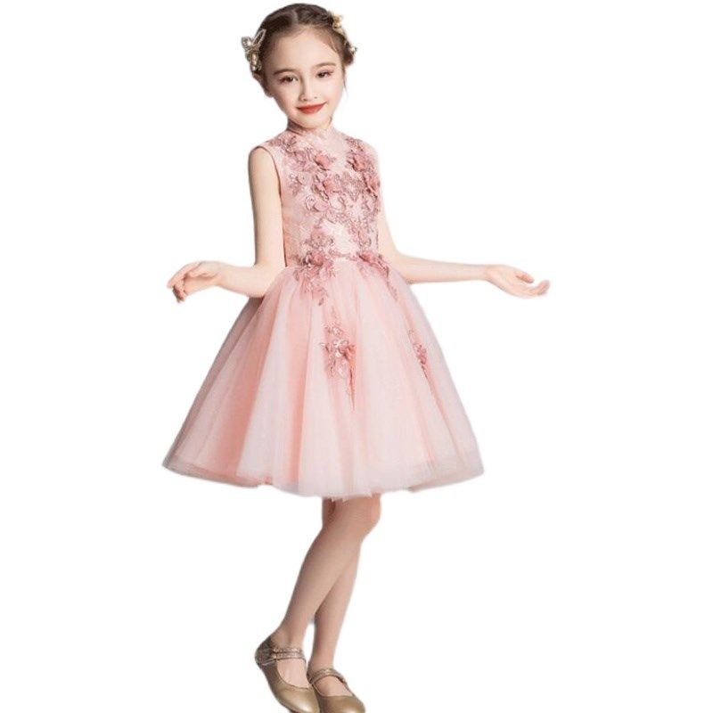 女童粉色网纱公主裙小花童婚纱裙儿童小主持人女孩洋气晚礼服夏季,淘宝优惠券,粉丝福利购,淘宝优惠卷