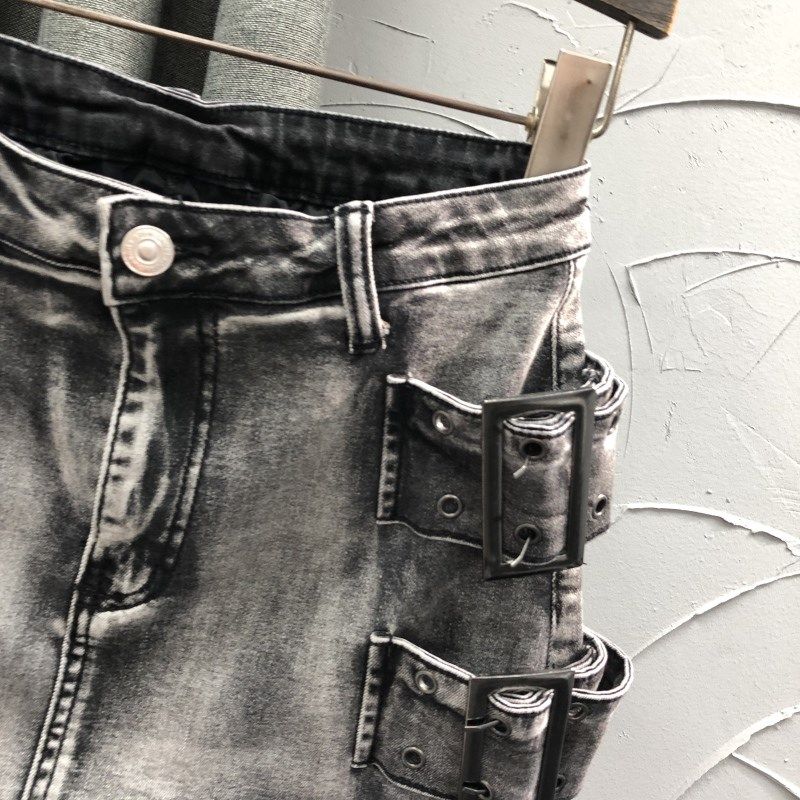 黑灰色个性高腰牛仔短裙女2025年夏季时尚洋气辣妹A字弹力半身裙,淘宝优惠券,粉丝福利购,淘宝优惠卷