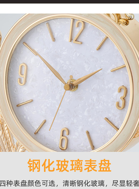新款欧式复古座钟桌面钟表摆件轻奢时钟摆台式客厅家用座钟石英钟