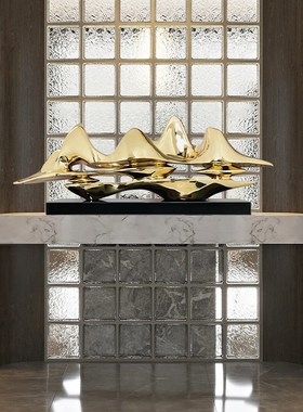 云山现代新中式软装饰品摆件客厅玄关边柜酒店大堂售楼处树脂雕塑