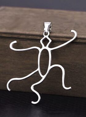 S925纯银吊坠空托随形银饰托男女款镶嵌琥珀蜜蜡绿松石南红玉石托