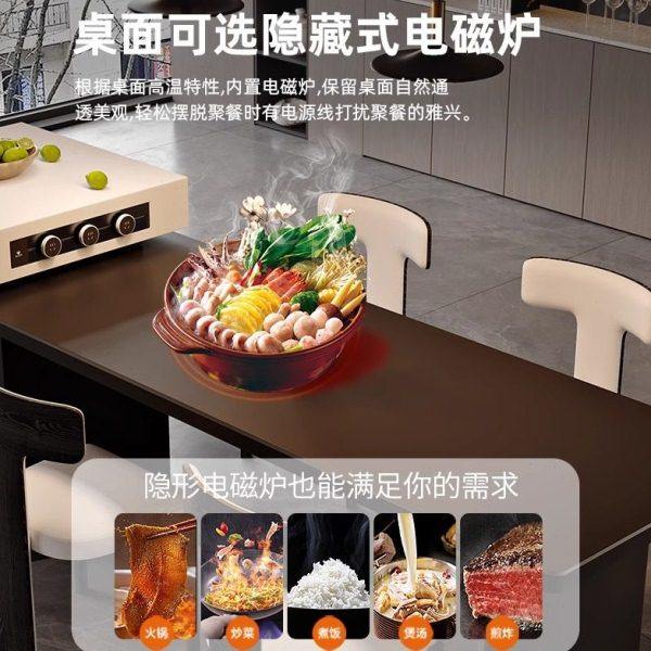 意式极简可伸缩岛台餐桌一体级复古餐厅带泡茶电磁炉中古风岛台,淘宝优惠券,粉丝福利购,淘宝优惠卷