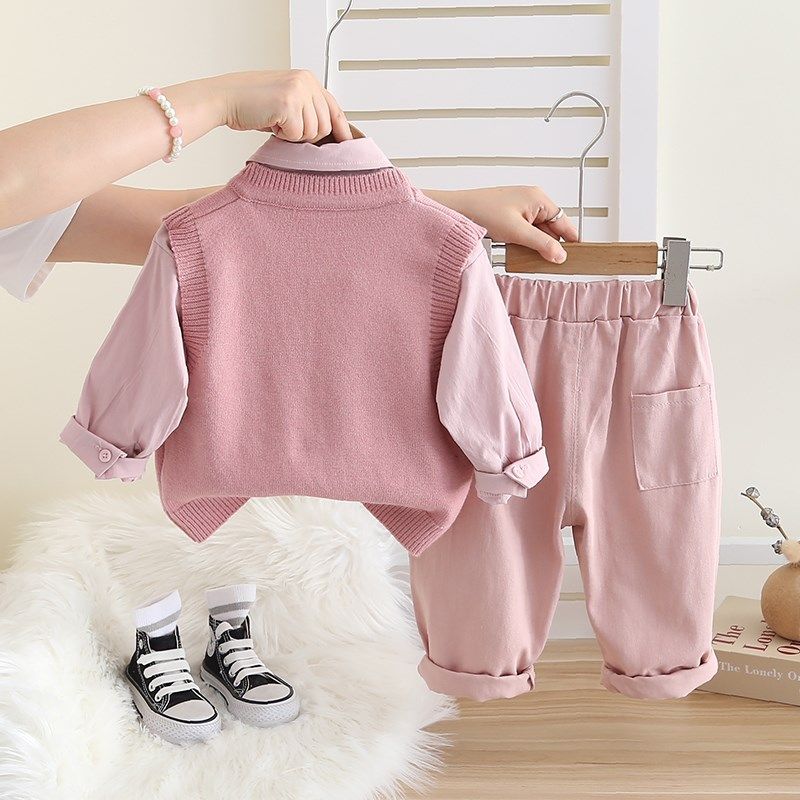 童装男童秋装套装男宝宝洋气毛衣马甲儿童英伦时髦春秋季三件套潮,淘宝优惠券,粉丝福利购,淘宝优惠卷