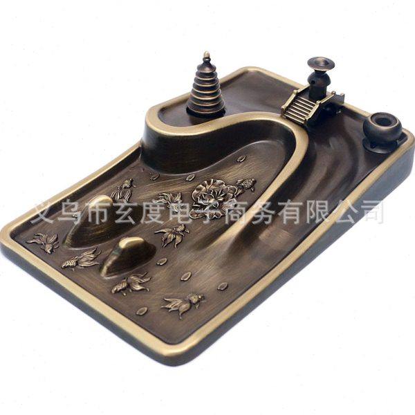 小桥流水全铜倒流香炉家用室内田园线香炉禅意香插香座创意摆件,淘宝优惠券,粉丝福利购,淘宝优惠卷