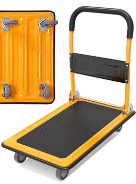 手推车便携小推车拉货可折叠平板车万向轮板车钢制搬运车超市仓储