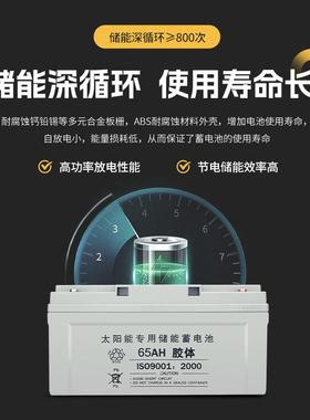 太阳能专用铅酸免维护胶体蓄电池12V250AH大容量家用路灯监控电瓶
