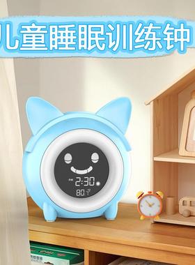 卡通猫迷你闹钟2023新款儿童睡眠唤醒钟创意数字电子钟带小夜灯