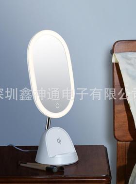 台式lLED化妆镜灯补光梳妆镜桌面女便携带网红镜无线充电器镜子灯