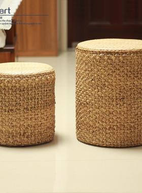 7T藤编矮凳阳台坐凳创意板凳家用沙发凳茶几圆凳椅子草编坐墩小凳