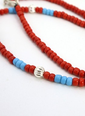 925银西瓜珠日韩复古琉璃珠轻奢小众印第安休闲 百搭男女通用