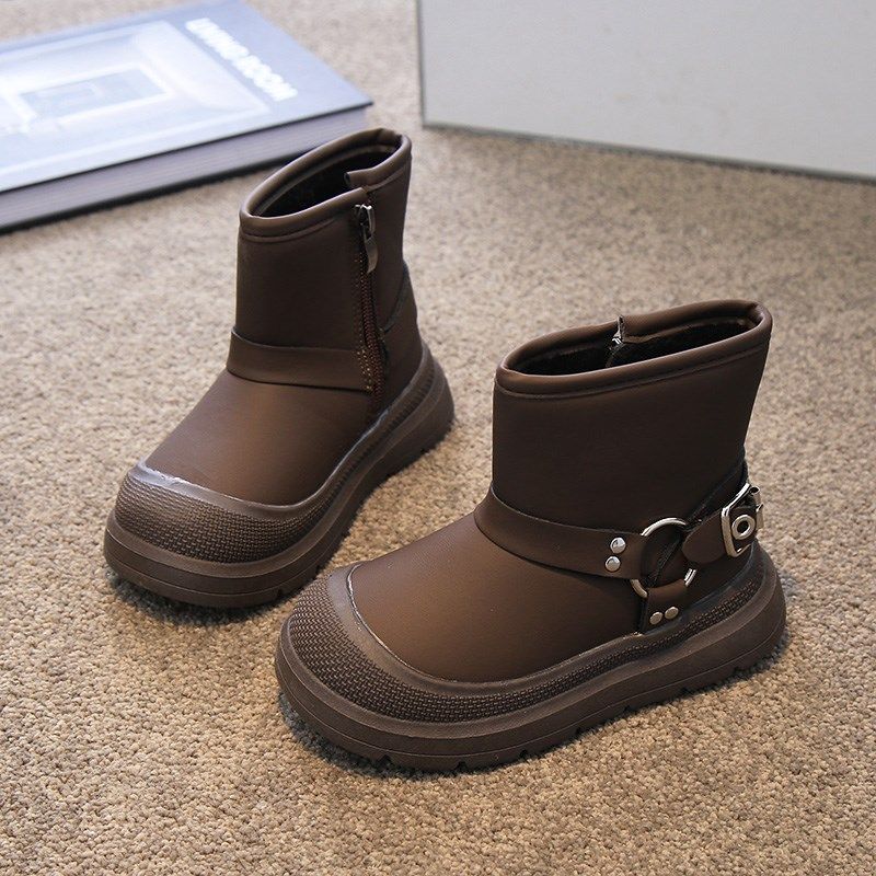 2024冬季新款儿童棉靴男童雪地靴女童加绒保暖靴子防水二棉鞋短靴,淘宝优惠券,粉丝福利购,淘宝优惠卷