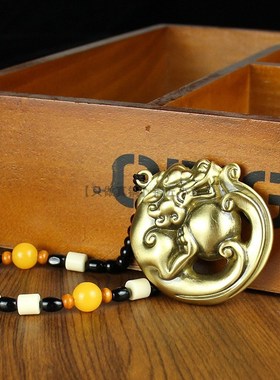 真铜貔貅抱球手把件纯黄铜男士手链把玩文玩手串车后视镜吊坠挂件