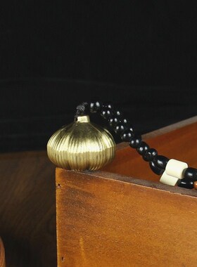 纯黄铜胜算在握j手把件创意把玩件可旋转胜蒜在握大蒜摆设男士手