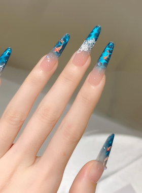 海浪猫眼甲油胶白色晕染液亮片胶