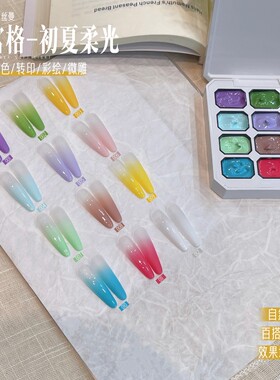【菊籽老师推荐】美甲初夏柔光拍拍胶12宫格甲油胶多巴胺色固体胶