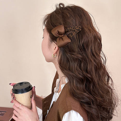 豹纹蝴蝶结发夹女边夹侧边夹发卡前额碎发刘海夹2025新款高端头饰 - 图3