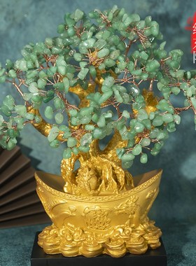 摇钱树摆件新中式乔迁送礼高档玄关客厅酒柜办公室手工装饰摆设
