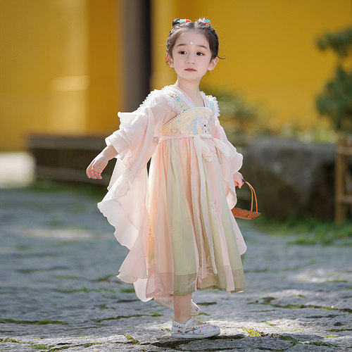 女童汉服夏款2023年新小女孩中国风古风连衣裙唐装襦裙儿童公主裙 - 图2