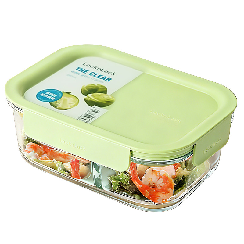 乐扣乐扣玻璃保鲜盒食品级微波炉加热分隔饭盒水果辅食碗密封餐盒