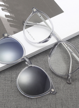 2023新款磁吸套镜女圆框近视眼镜框TR超轻偏光墨镜男开车复古眼镜