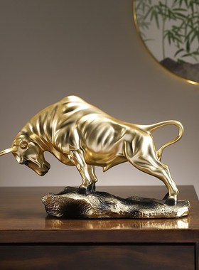 牛气冲天酒柜装饰品摆件 牛轻奢高档客厅高端大气上档次玄关摆设