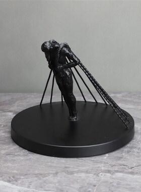 现代简约黑色金属铸铁样板房售楼部卧室客厅餐厅书房桌面饰品摆件