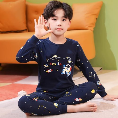 男童秋装家居服套装2023新款儿童秋衣卫生裤睡衣男孩发热衣两件套 - 图0