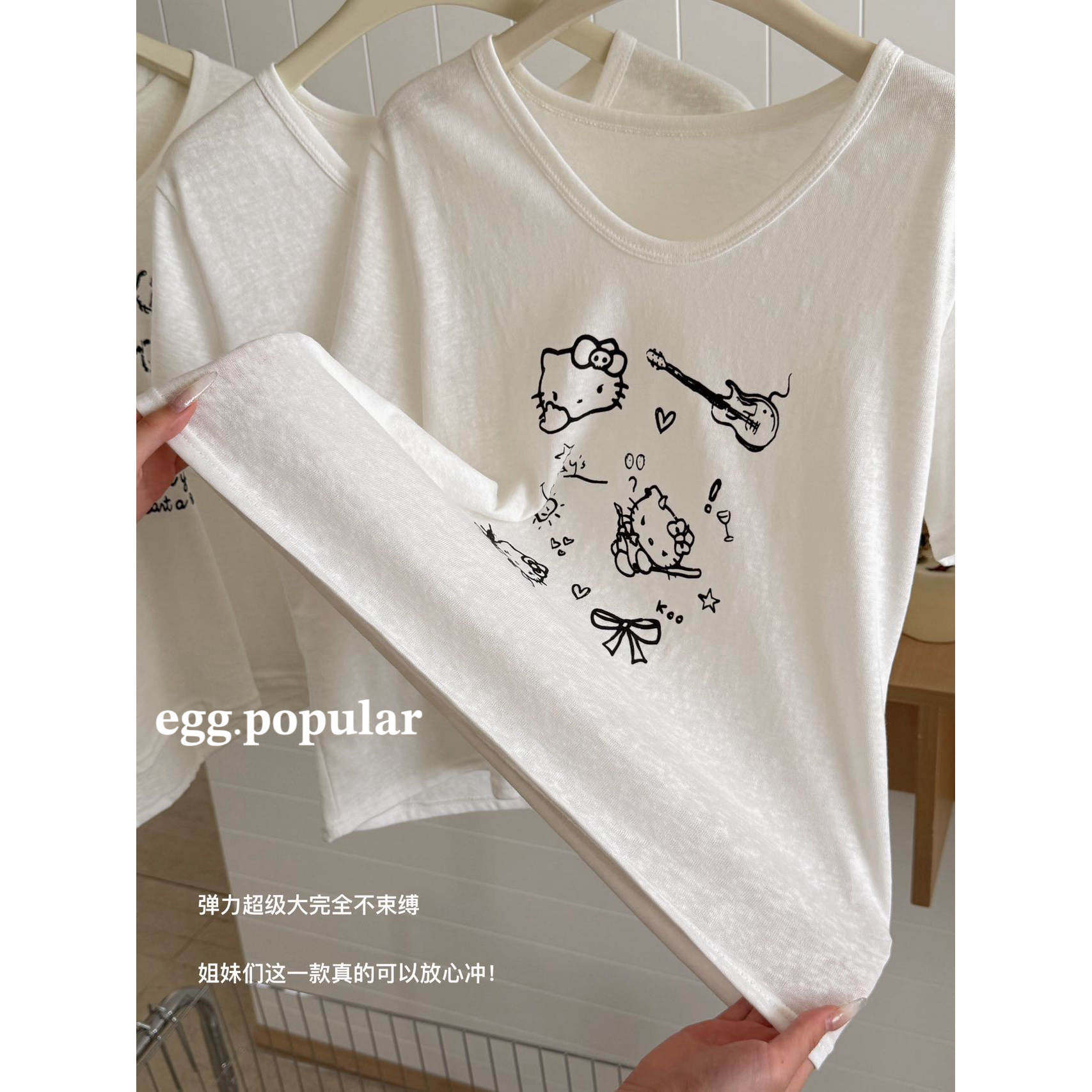 AY-egg.popilar2026年新款夏日棉麻印花Tee极简风舒适百搭