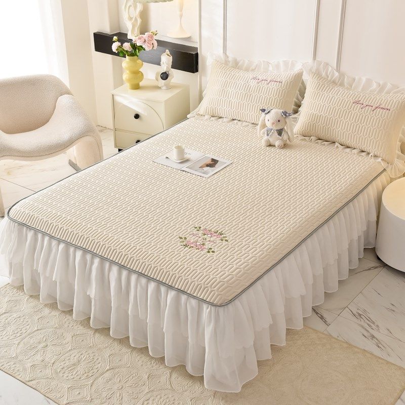 夏季冰丝凉席乳胶凉席床裙三件套夏天空调软席子床垫罩可机洗1.8m,淘宝优惠券,粉丝福利购,淘宝优惠卷