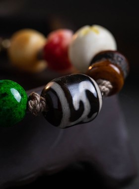 多宝手串藏式复古手链手工编织手搓棉线饰品礼物男士情侣天然