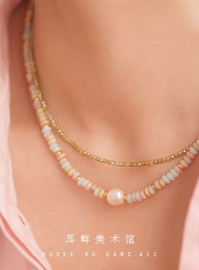 A天然石串珠国风旗袍项链闺蜜生日礼物轻奢小众设计高级感锁骨链